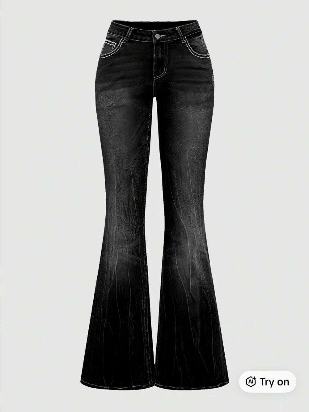 Black Bootcut Washed High-Rise Jeans